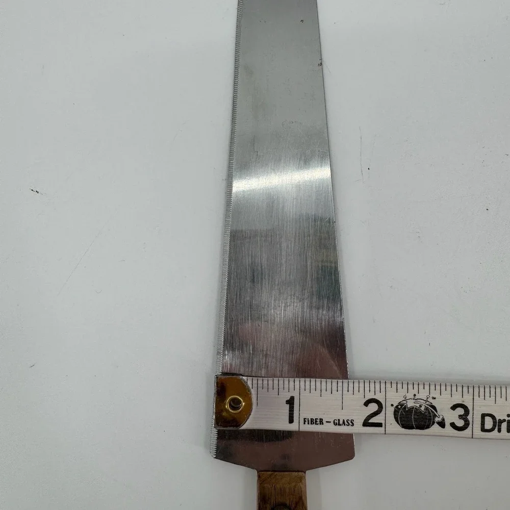 Vtg Cake Pie Server Stainless Steel Wood Handle Serrated Dessert Knife Utensil